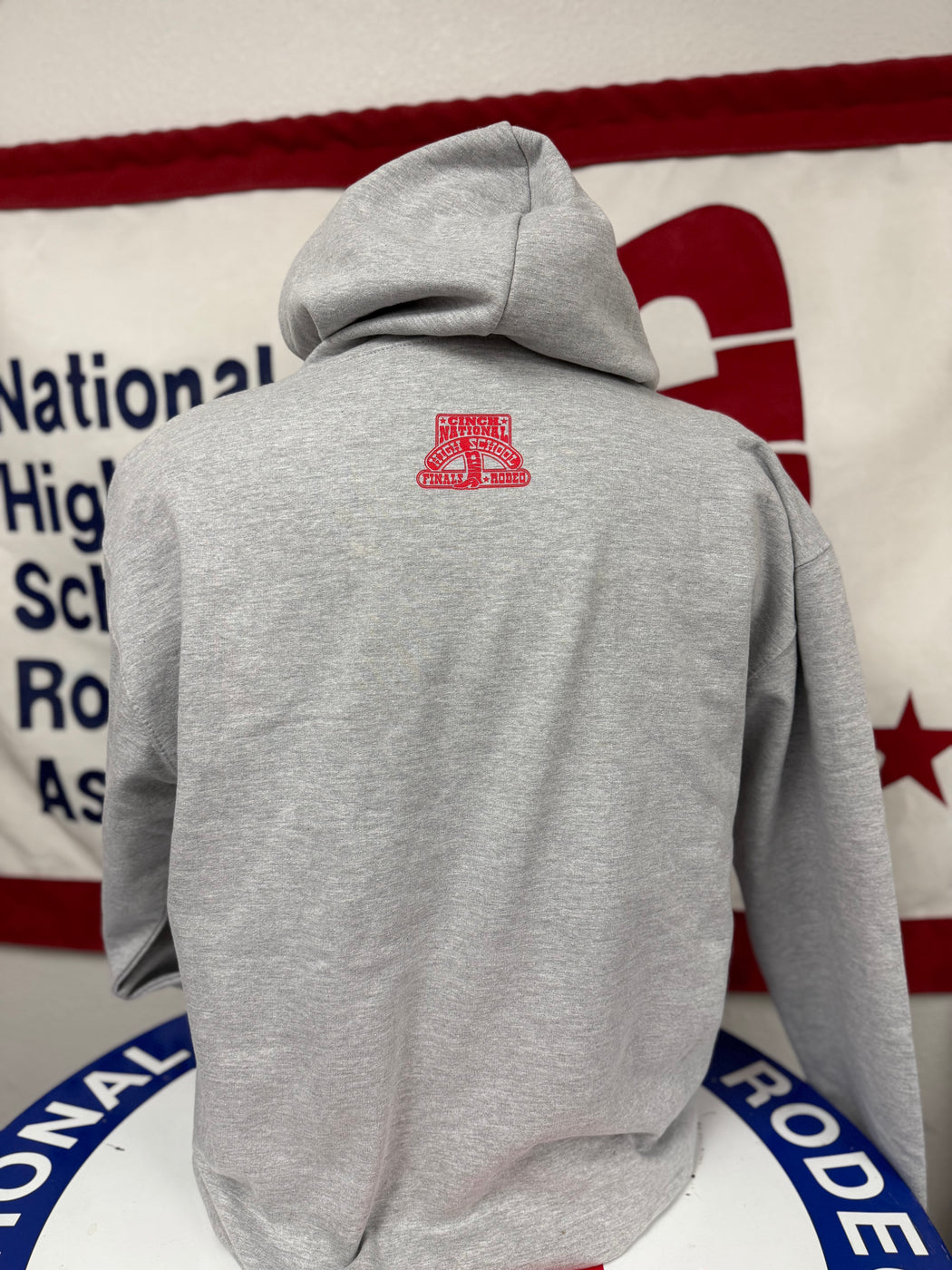 2025 Gray Hoodie with Red Back #