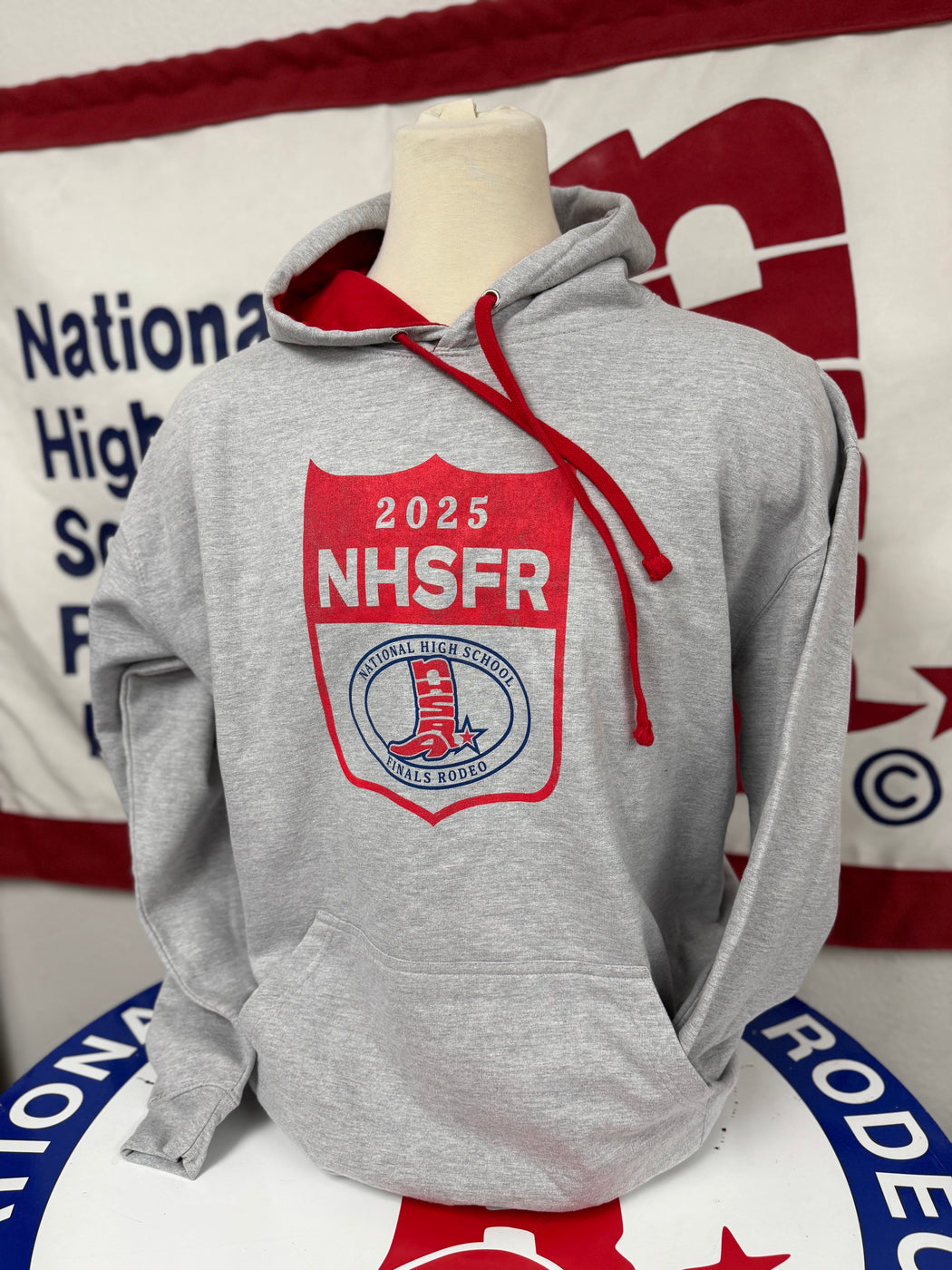 2025 Gray Hoodie with Red Back #