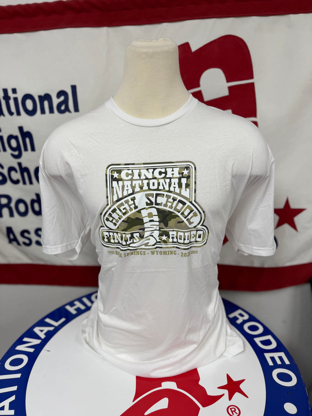 25 NHSFR White Tee With Camo Logo